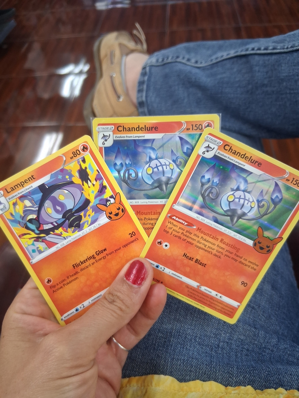 Pokemon Orange Red Chandelure & Lampent Trading Cards